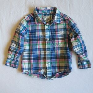 children's place spring plaid button down collared dress shirt 18-24 months baby